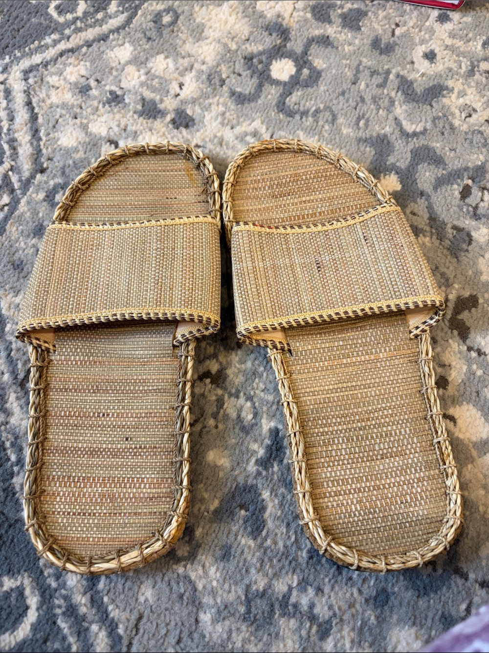 Kids Natural Straw Slide Sandals - Beige